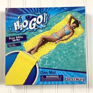 Bestway H2OGO! Float N Roll Air Mat Yellow Inflatable Pool Lounge 86 in x 33 in